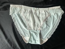 Vtg Style Silky Satin Soft Nylon Silver Thread Lace Side Panties Sc XL