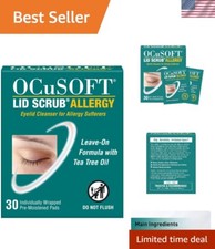 Travel-Friendly Allergy Eyelid Cleanser - 30CT Pads for Instant Relief