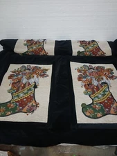 Christmas Decor Wall Tapestry Or Bed Cover 64x42 Multi-colored Stocking Glitter