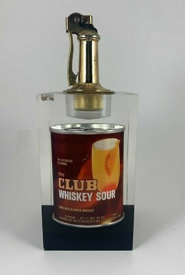 Vintage Lucite Block Table Lighter The Club Whiskey Sour Can Inside Mid Century 