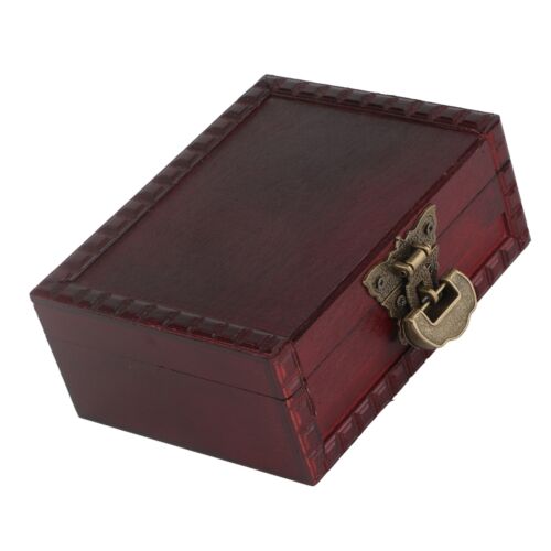 Wood Treasure Chest Antique Style Wooden Jewelry Storage Box Decoration * - Picture 1 of 12