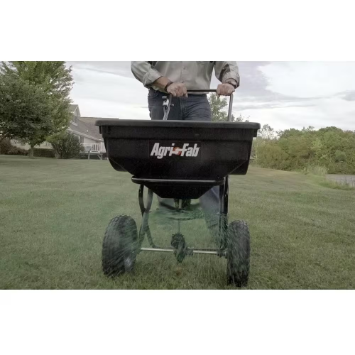Fertilizer Spreader Broadcast Seed Lawn Pneumatic Tires 85 lb. Push