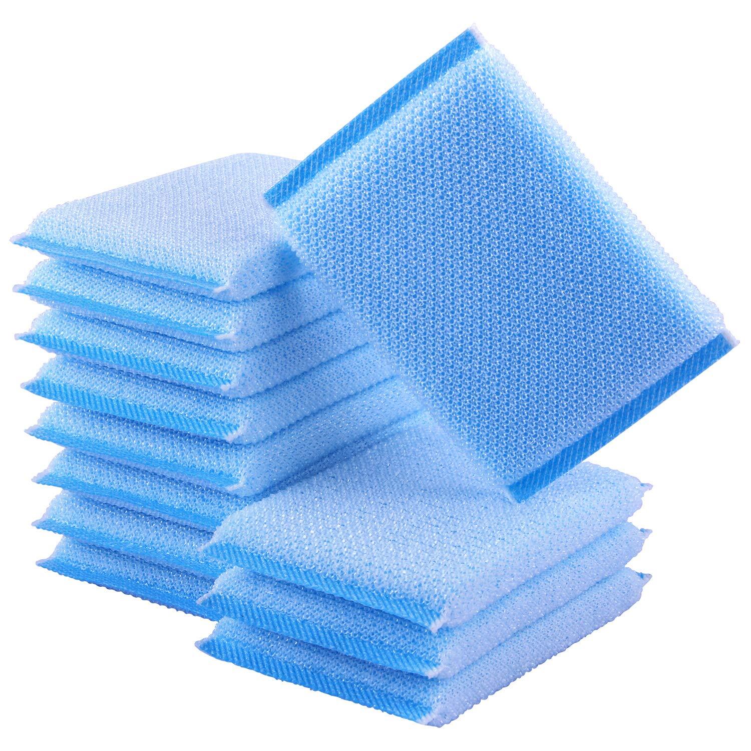 Nylon Cleaning Scrub Pad 12 Pack,Long-Lasting and Reusable Dishwashing Sponge...