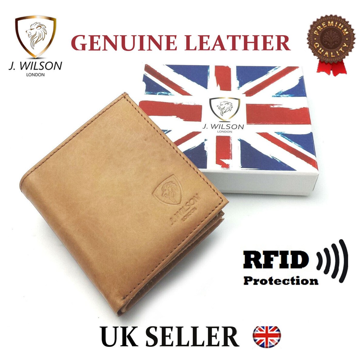 J Wilson London 5244 Men's High Quality Leather Wallet Brown for