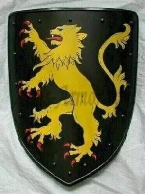 Medieval Heater Shield Knight Handcrafted Armor Templar Lion Battle Heavy Best