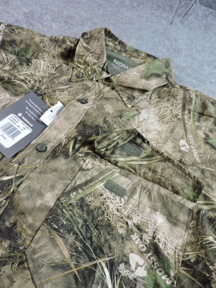 Nomad Mens XL Stretch Camo Mossy Oak Elements Hybrid Long Sleeve Button Shirt - Image 4 of 4