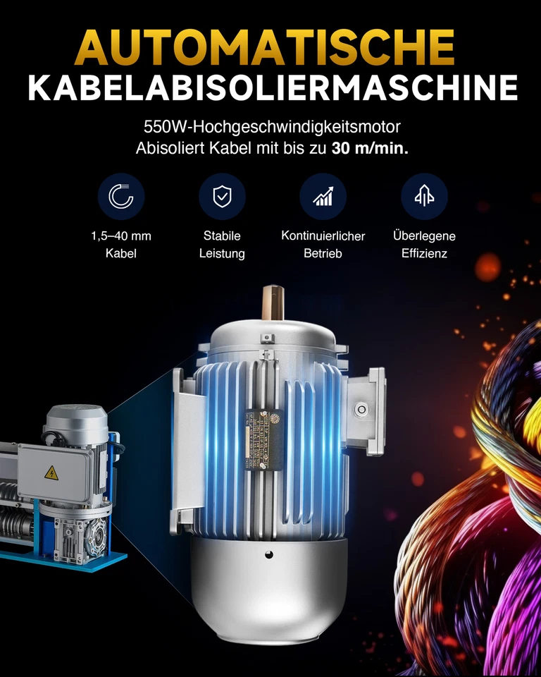 Max.40mm elektrische Kabelschälmaschine 550W Maschine Kabelabisoliermaschine - Bild 2 von 4