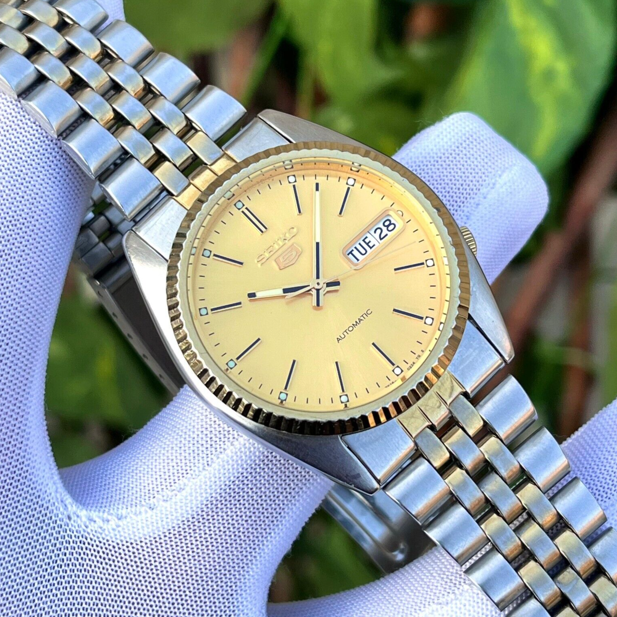 Rare Seiko 5 Automatic Sunburst SNXJ92 Fluted Bezel Japan Rare Seiko 5 Automatic Sunburst SNXJ92 Fluted Bezel Japan