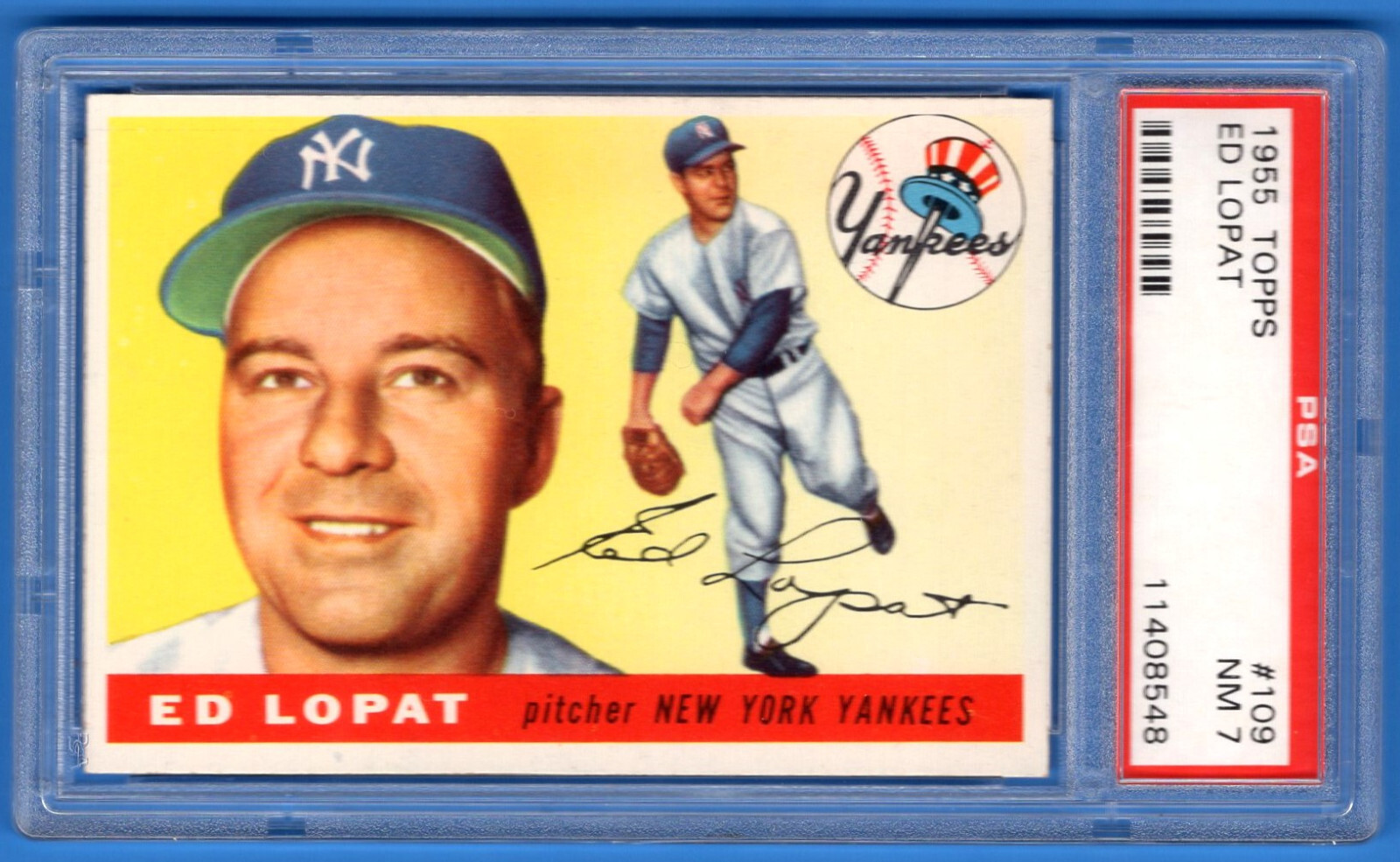 1955 TOPPS #109 Ed Lopat PSA 7 NM