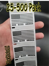 GOD BLESS AMERICA FLAG 25-1000 Pack stickers Label decal decal patriotic 4th