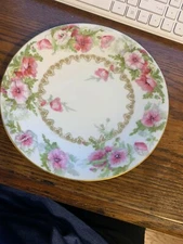 BEAUTIFUL VINTAGE J.P.L LIMOGES FRANCE  J. POUYAT FLOWER PLATE AND FREE SHIPPING