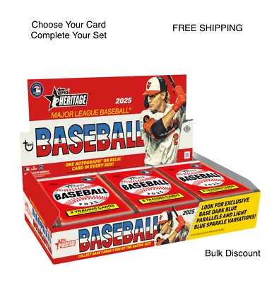 SALE  2025 Topps Heritage - Base Cards #251-500. MUST BUY 2 OR MORE, READ DESC.