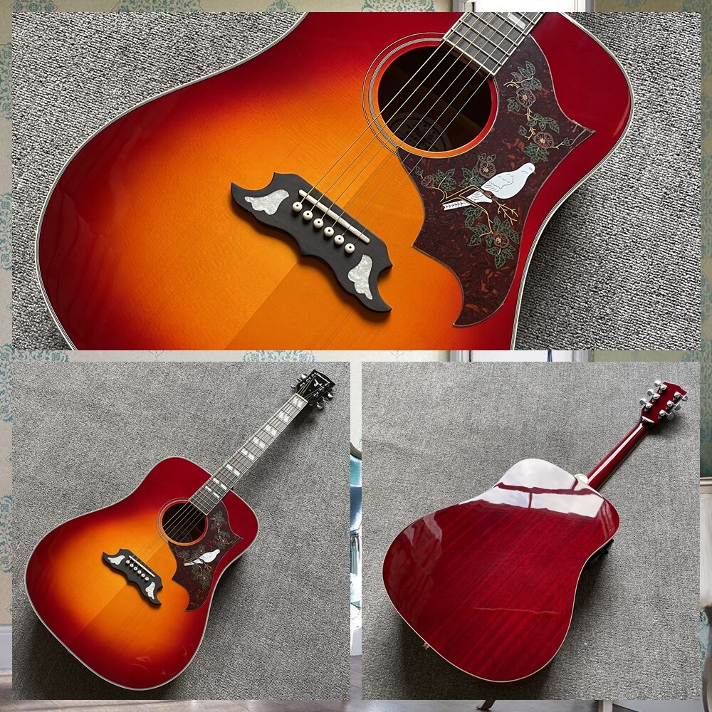 Acoustic Electric Guitar Sunburst Color Mahogany Back&Side Dove