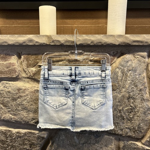 Justice Girl’s Jean Skirt Distressed Light Wash Denim Frayed Hem Skort Sz 6 Exc - Picture 2 of 13