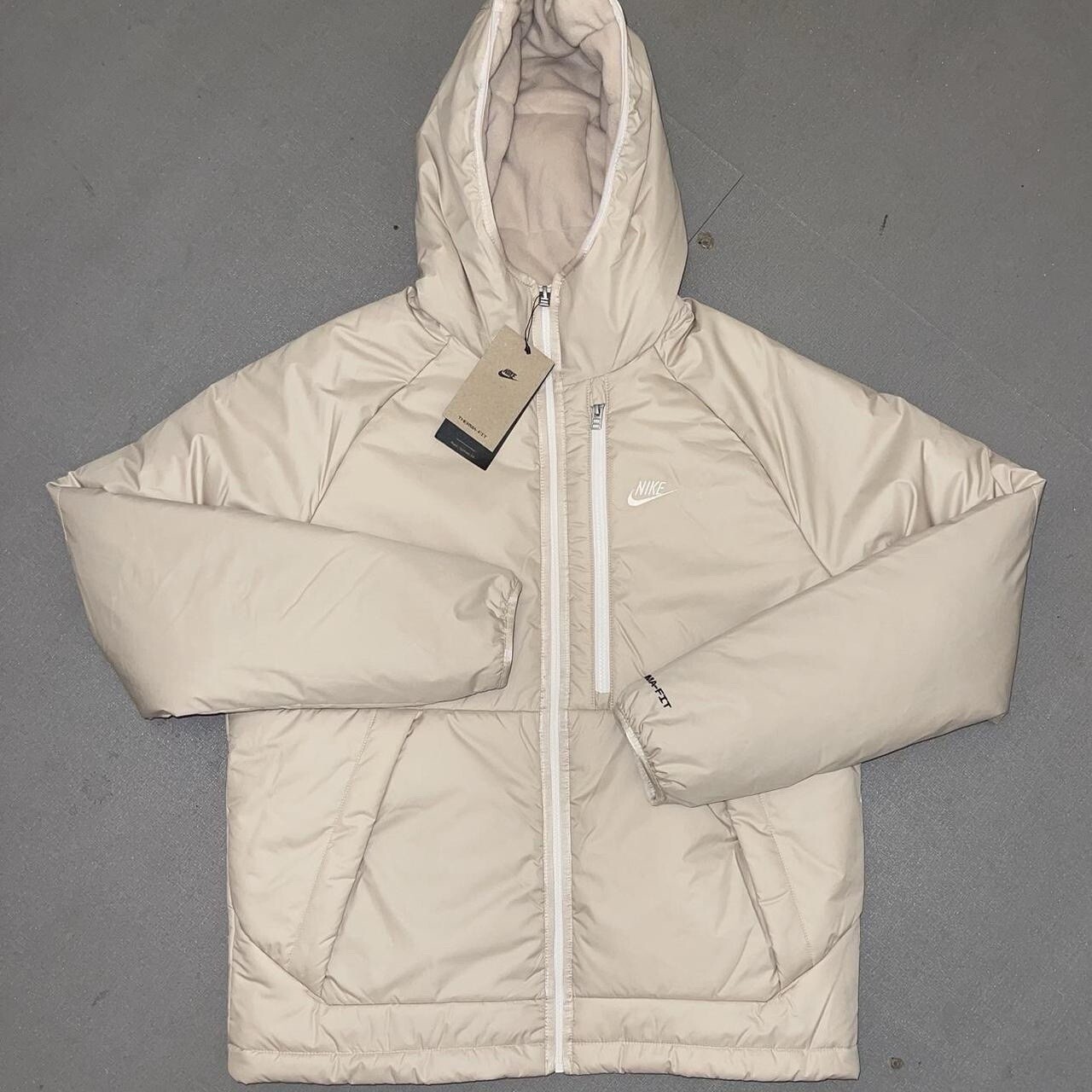 Nike Sportswear Therma-Fit Legacy Cream Beige Hooded Jacket BNWT Medium M Sand image 3