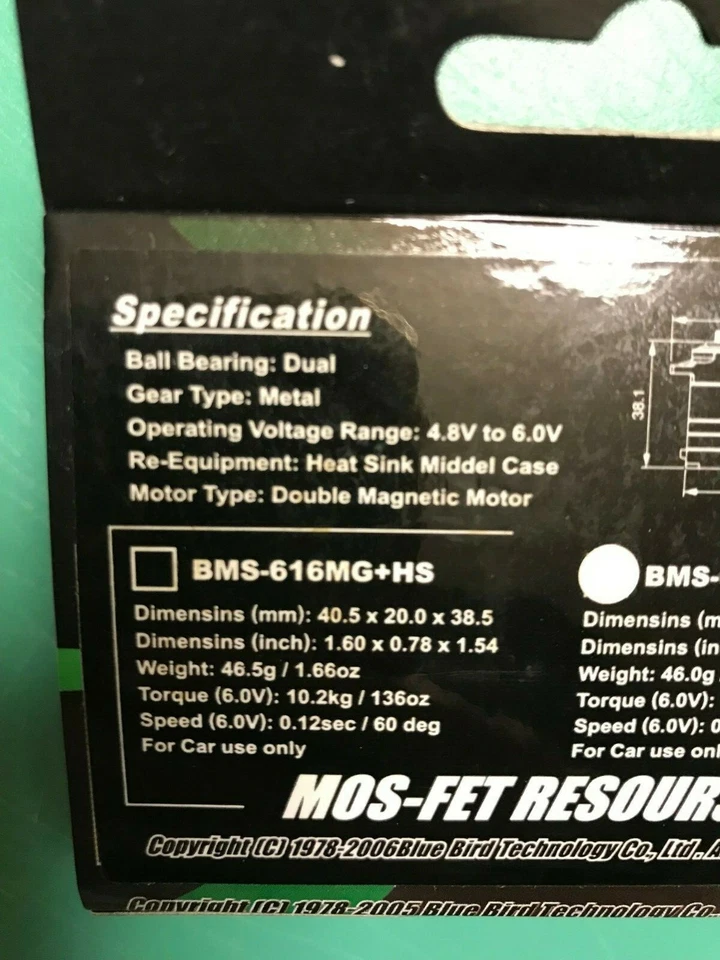 Blue Bird BMS-617MG+HS Super Fast Servo (Mos-FET) for Competition 6.8kg, (Nr. 1) - Bild 3 von 4