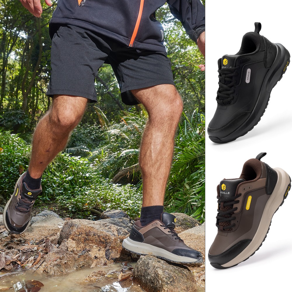 FitVille Men Wide Hiking Shoes Outdoor Walking Shoes Waterproof w/ Arch Support