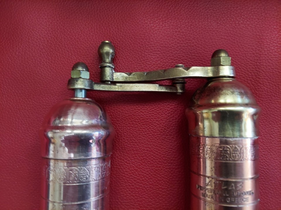 Vintage Atlas Pepper Mill & Salt made in Greece Brass & Copper eBay