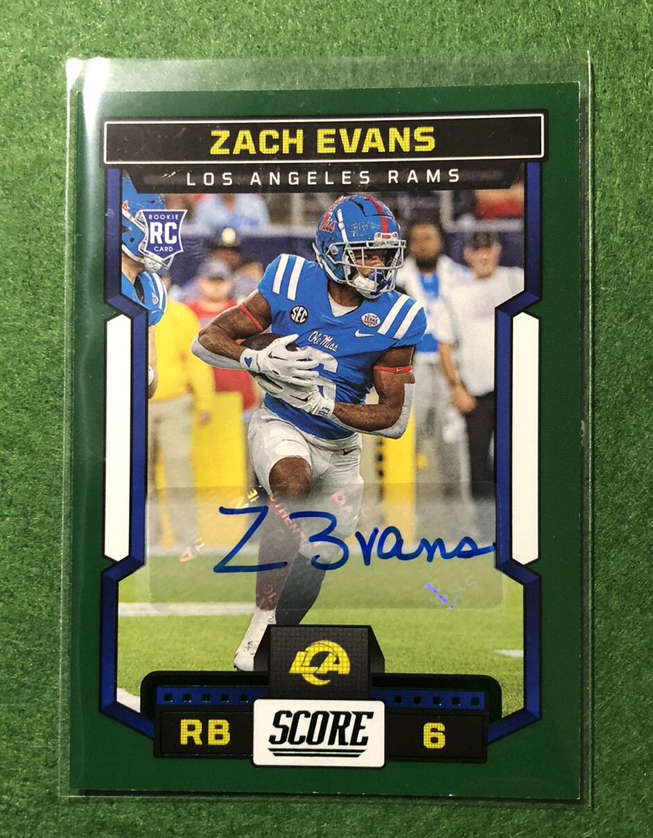 2023 Score Zach Evans Green RC Auto Los Angles Rams #319