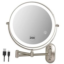 Magnifying Mirror with Light: 8.5 inch Lighted Makeup Mirror 20X Brushed Nickel