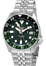 Seiko 5 Sports SKX Style GMT SSK035 Green Dial w/ Date Stainless Steel Watch