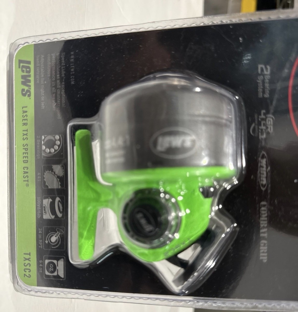 LEW'S LASER TXS TXSC2 4.4 1 GEAR RATIO SPINCAST REEL CLAM PACK for
