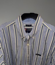 Chaps Long Sleeve Button Down Dress Shirt Large blue, yellow striped