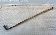 Ancien putter de golf droit en bois artisanal 36"