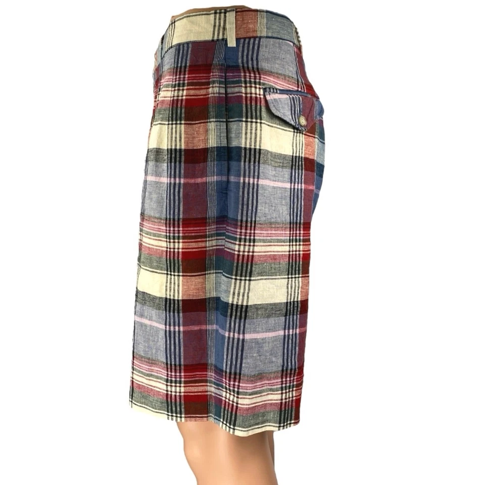 Polo by Ralph Lauren Blue Plaid Checkered Pleated Straight Leg Bermuda Shorts 34 - Image 2 of 4