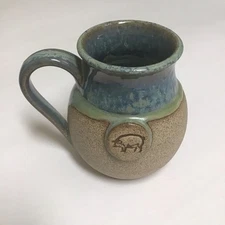 Studio Art Pottery PIG Coffee Mug Tea SIGNED Spotted Dog Ceramics Vero Beach FL