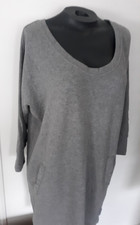 GAP Solid Gray 3/4 Sleeve 100% Cotton Sweatshirt Dress w/Pockets Ladies L