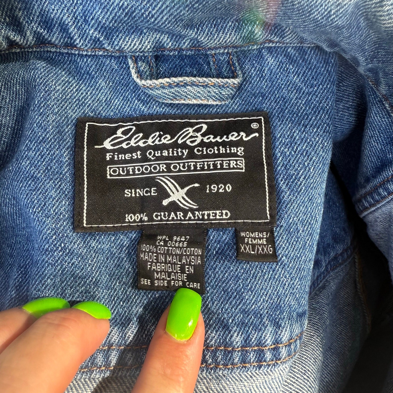 Vintage Y2K Eddie Bauer Jean Trucker Jacket Blue Denim Womens XXL gorpcore boho image 5