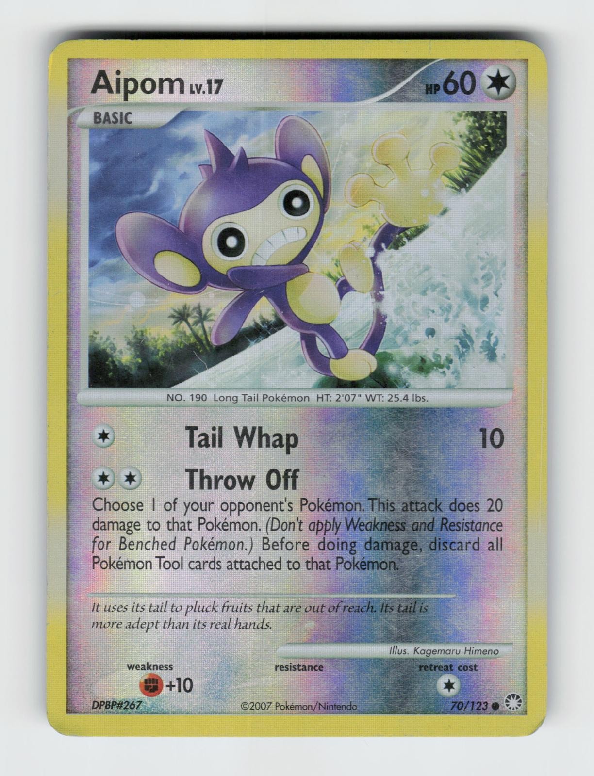 Aipom 70/123 Reverse Holo Common Mysterious Treasures Pokemon 2007 MP Himeno