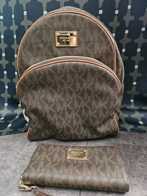 Michael Kors Brown Logo Backpack Adjustable Strap Zip Wallet  display picture 1
