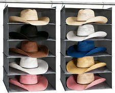 Oversized Hat Storage Organizer for Closet - 10 Shelf Brimmed Hat Holder