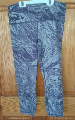 Athleta Transcend 7/8 Tight Leggings Gray Purple Geometric High Rise Size L