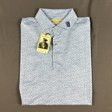 Donald Ross Golf Shirt Polo Collar Logo Floral Print Small Blue NWT MSRP 120