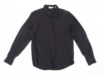 Pure DKNY Herren Hemd schwarz Langarm Knopfleiste L