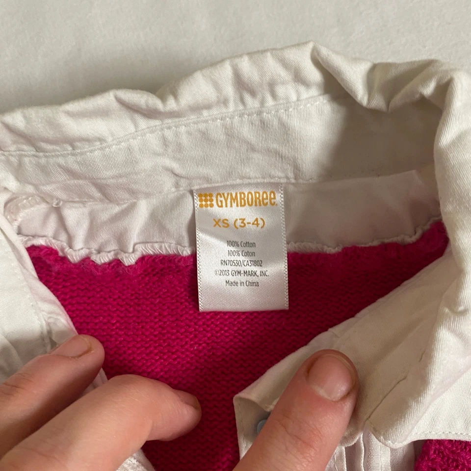 Gymboree Pink Cable Knit Sweater Vest w/ Attached Collar Sz XS 3/4 - Image 4 of 4