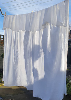 Antique linen fabric bedsheet for repurposing