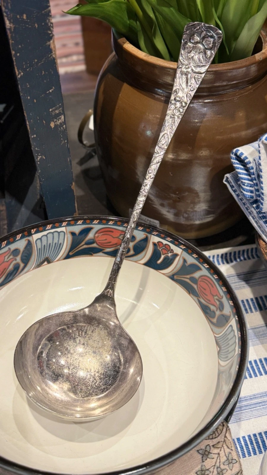 Vintage Rogers Silverplated Floral Ladle – Ornate Serving Spoon – 12 Inch