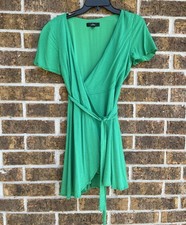 Lulus True Mini Wrap Green Lined Harbor Point Dress Preppy Feminine Sz S
