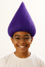 Purple Troll-Inspired Wig   Tall Hair Costume Wig   One Size