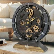 The Gears Clock CANADA LINE DESK CLOCK ROUND (HYBRID WALL) 10 INCH VINTAGE BLACK