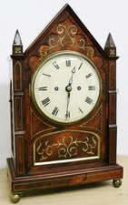 Antique English C1820 Regency Twin Fusee Gothic Cathedral Style Bracket Clock