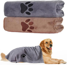 2PCS Dog Towels, 75X35Cm Soft Microfibre Dog Towel Absorbent and Quick-Drying Pe