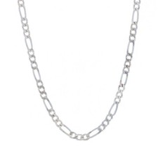 Sterling Silver Diamond Cut Figaro Chain Necklace 206 - 925 Italy
