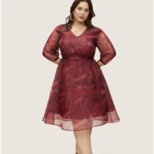 BloomChic vibrant pink and red patterned dress size 18-20
