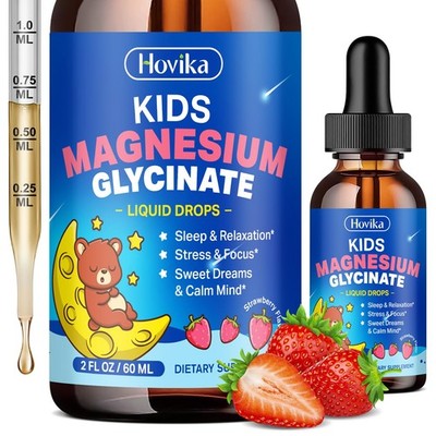 Magnesium Glycinate Liquid for Kids - with L-Theanine 2 Fl Oz (Pack of 1) 