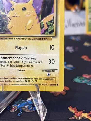 Pokémon - 1ª Edición - Pikachu (Mejillas Amarillas) 58/102 Conjunto Base - Edición Alemana Casi Nuevo - Imagen 13 de 14